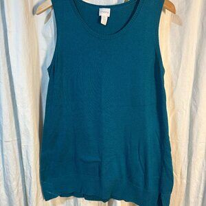 Vintage Chicos Tank Top Sweater Vest Knit Sleeveless Womens Size 1 Green .
